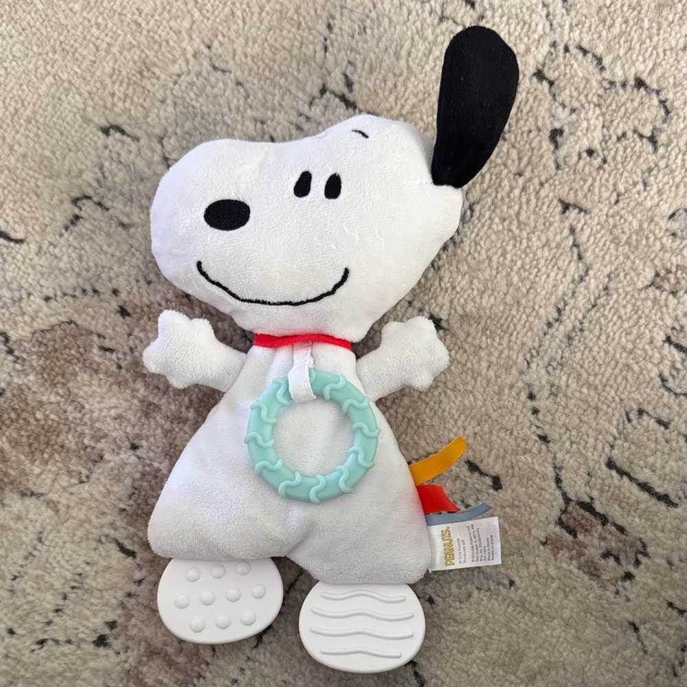 Peanuts Snoopy Stuffed Animal with Teething Ring - White and Black